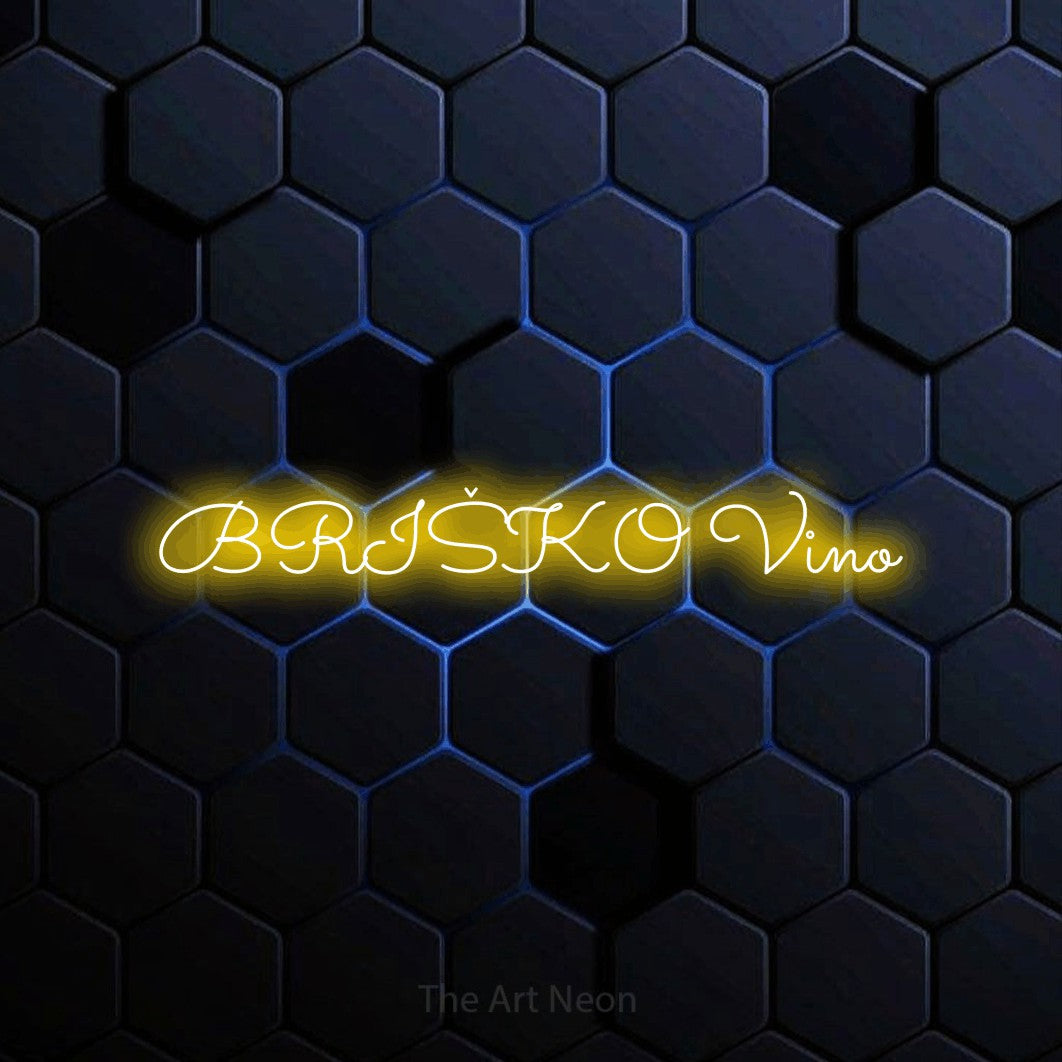LED neon sign reading “BRIŠKO Vino”, arranged in a single line.