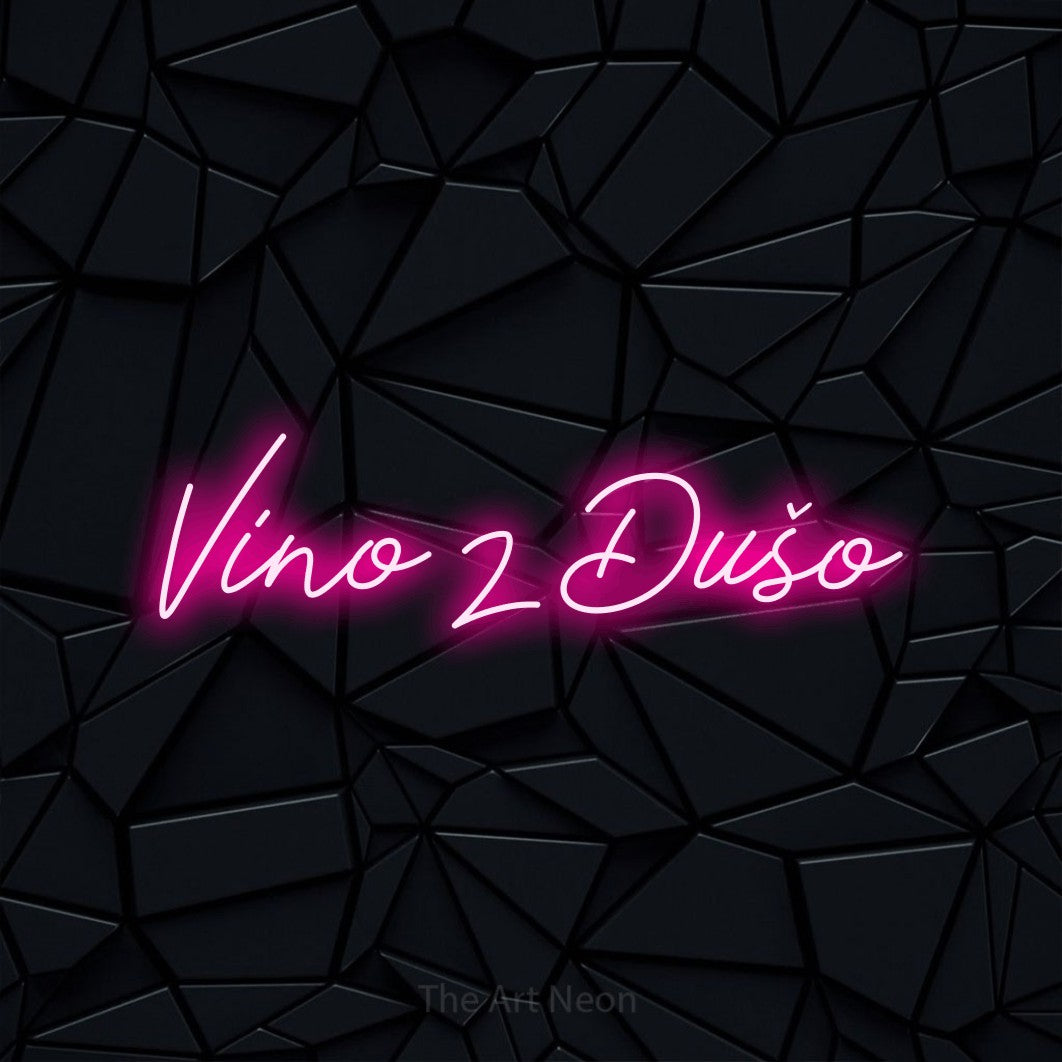 LED neon sign reading “Vino z Dušo”, arranged in a single line.