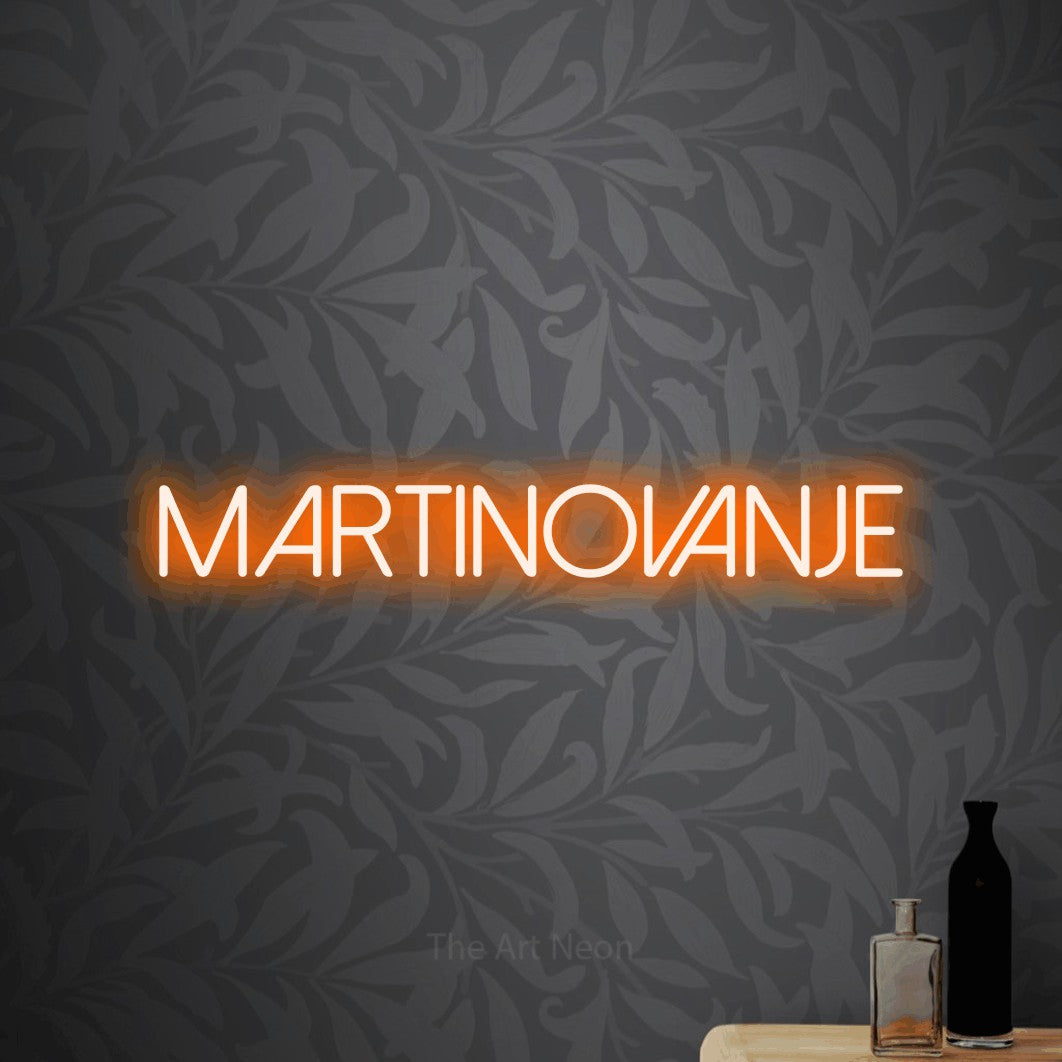 LED neon sign reading “MARTINOVANJE”, arranged in a single line.