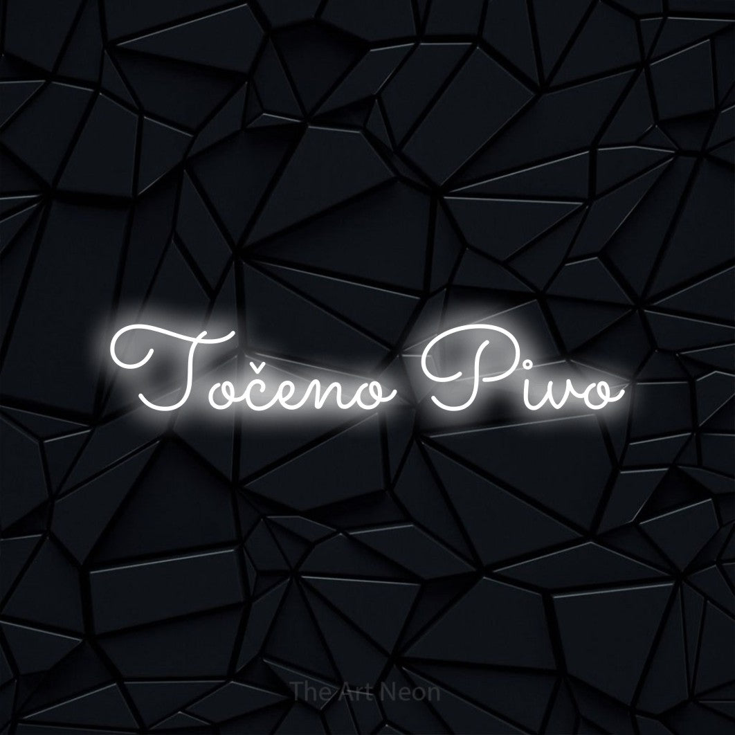 LED neon sign reading “Točeno Pivo”, arranged in a single line.