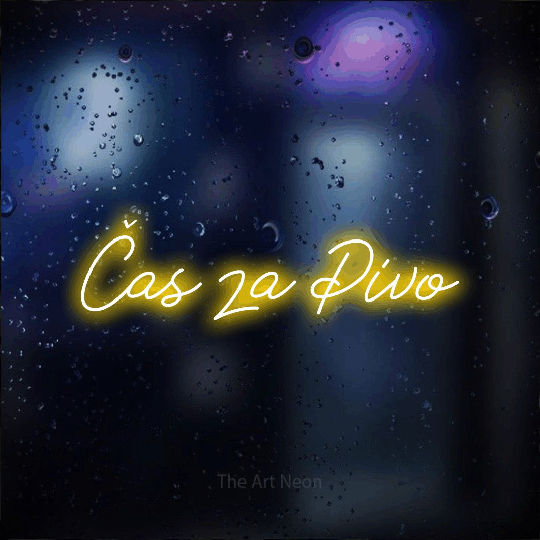 LED neon sign reading “Čas za Pivo”, arranged in a single line.