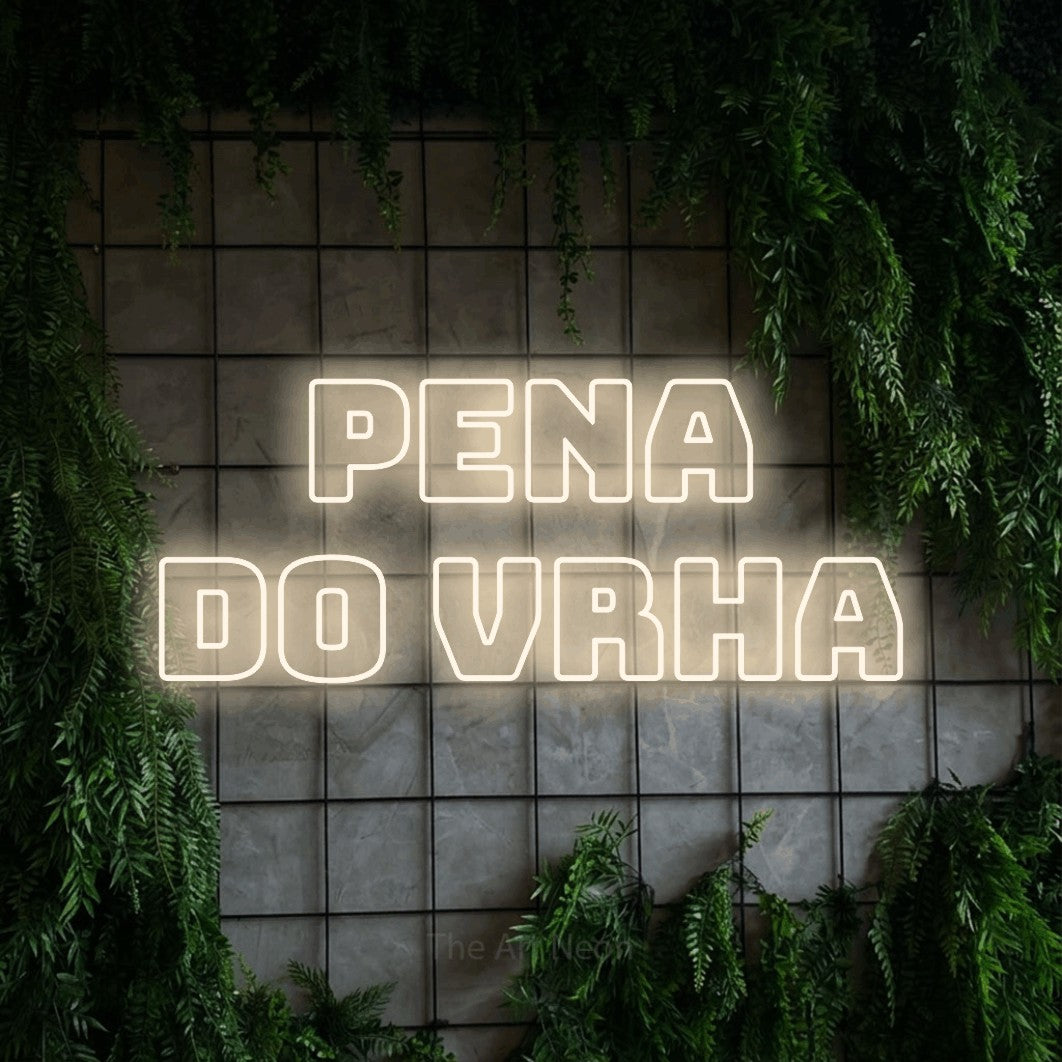 LED neon sign reading “PENA do Vrha”, arranged in two lines.