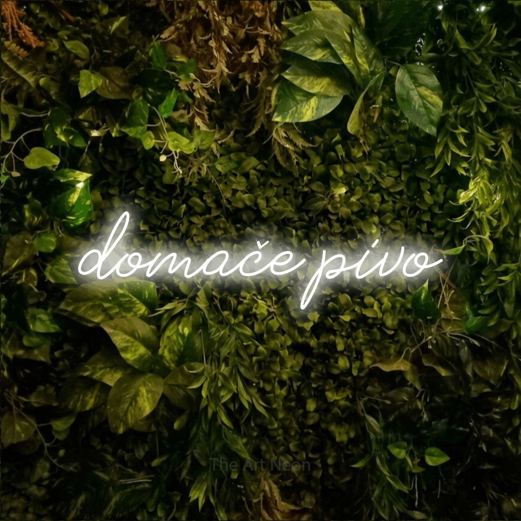 LED neon sign reading “domače pivo”, arranged in a single line.