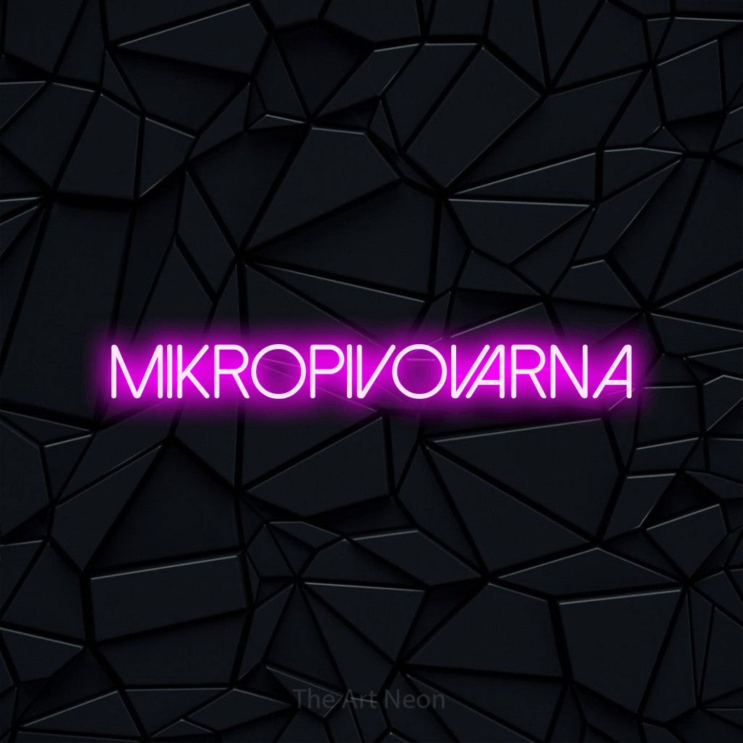 LED neon sign reading “Mikropivovarna”, arranged in a single line.