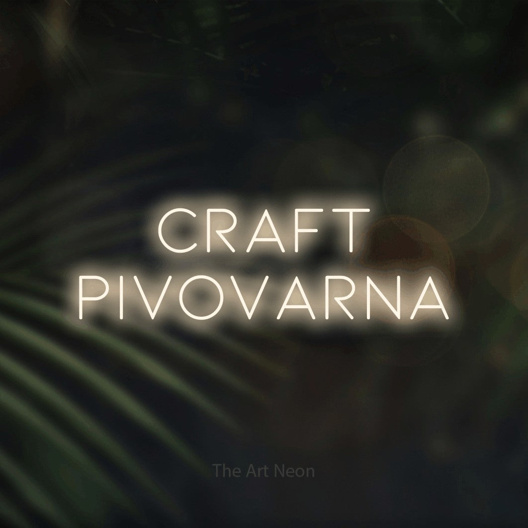 LED neon sign reading “Craft Pivovarna”, arranged in two lines.