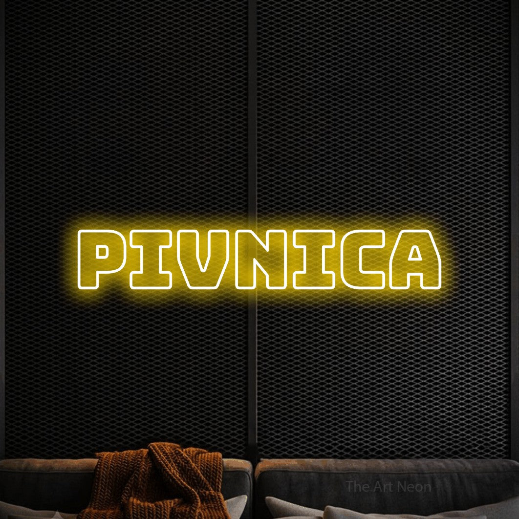 LED neon sign reading “pivnica”, arranged in a single line.