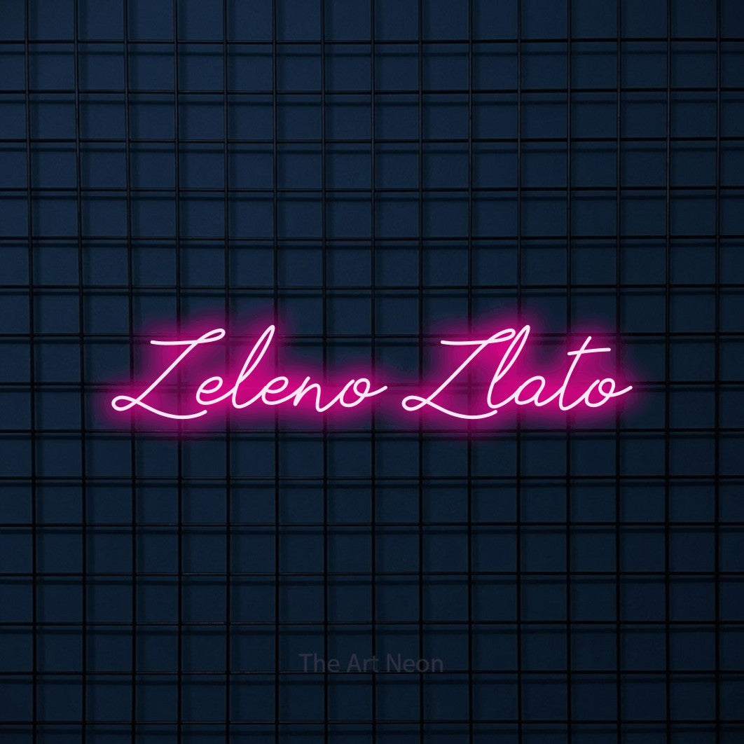 LED neon sign reading “Zeleno Zlato”, arranged in a single line.