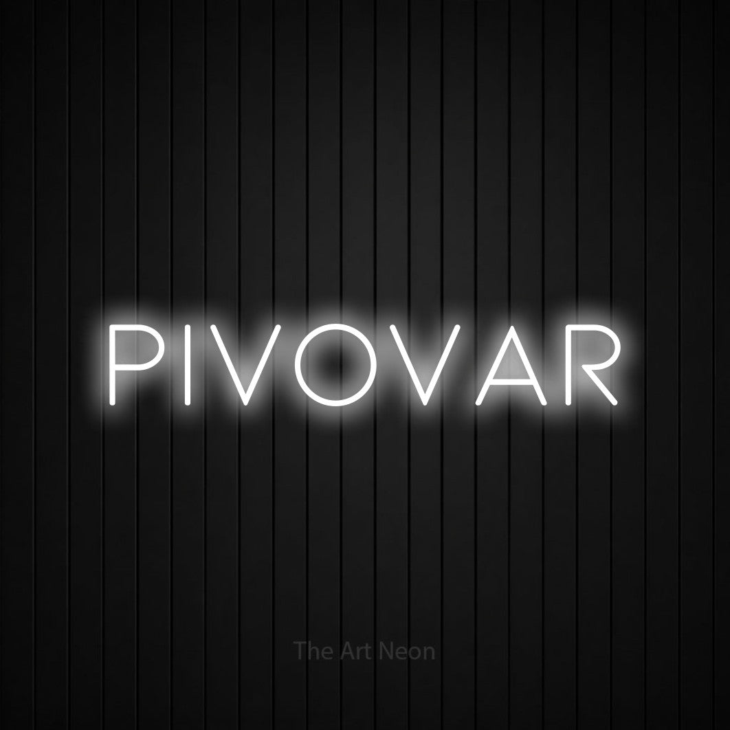 LED neon sign reading “Pivovar”, arranged in a single line.