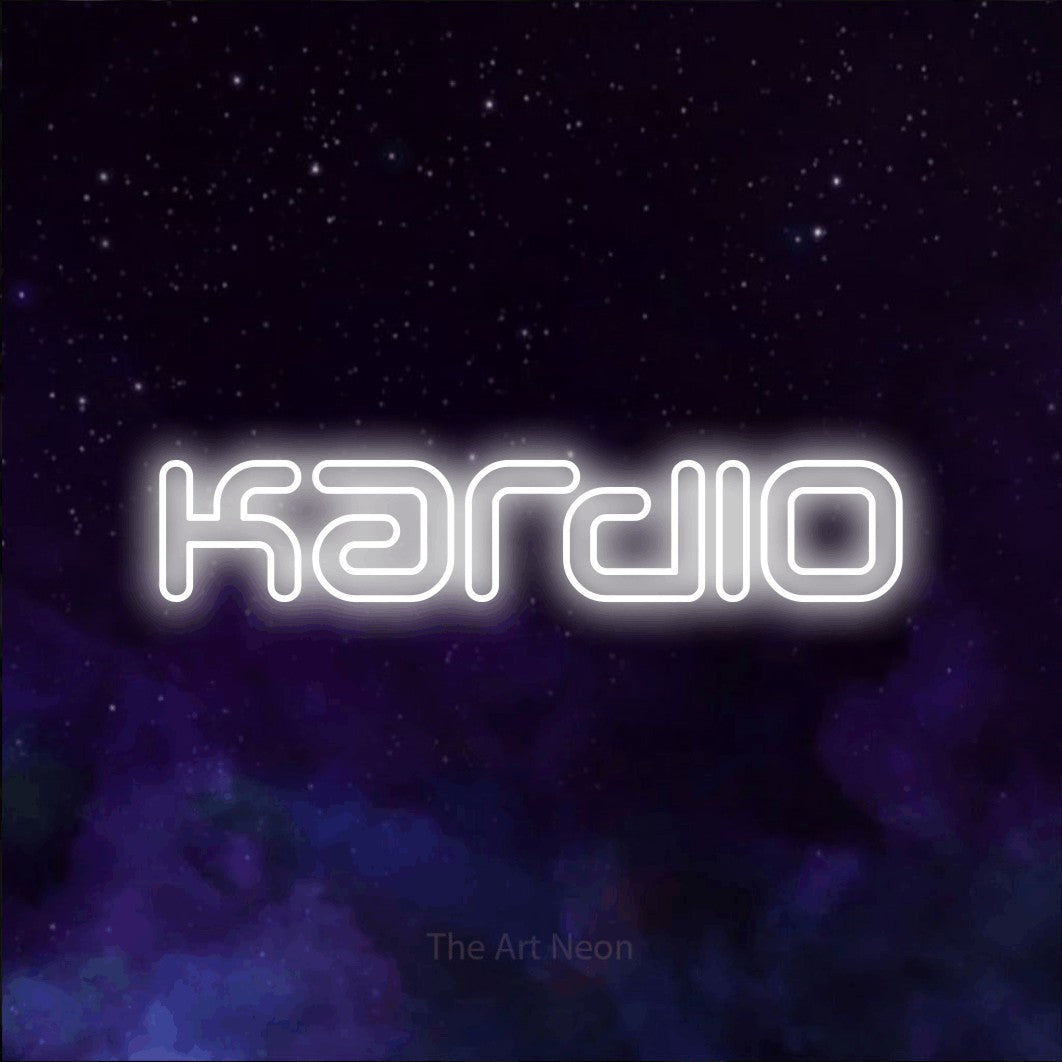 LED neon sign reading “Kardio”, arranged in a single line.