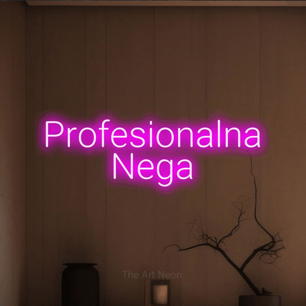 LED neon sign reading “Profesionalna Nega”, arranged in two lines.