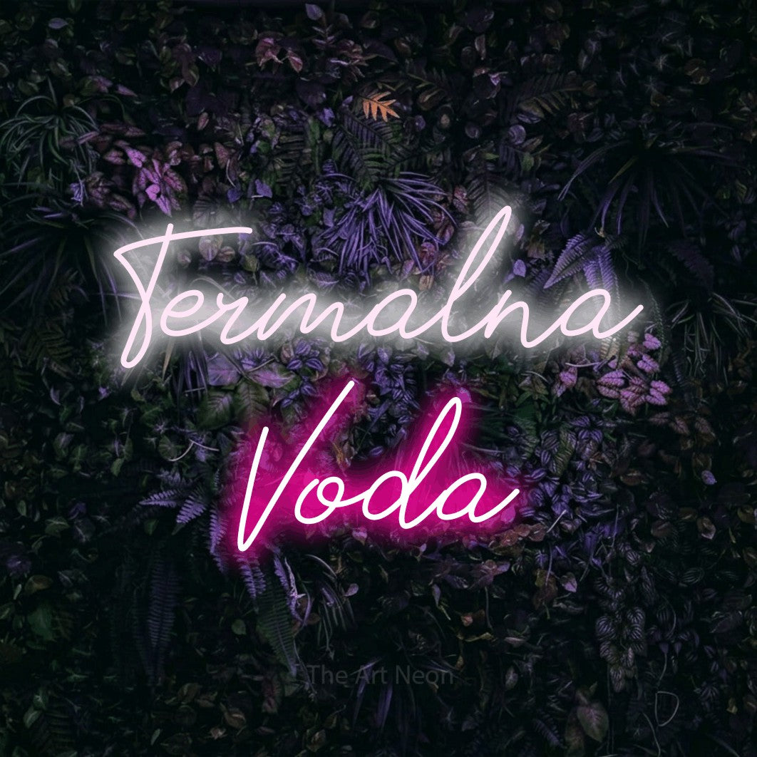 LED neon sign reading “Termalna Voda”, arranged in two lines.