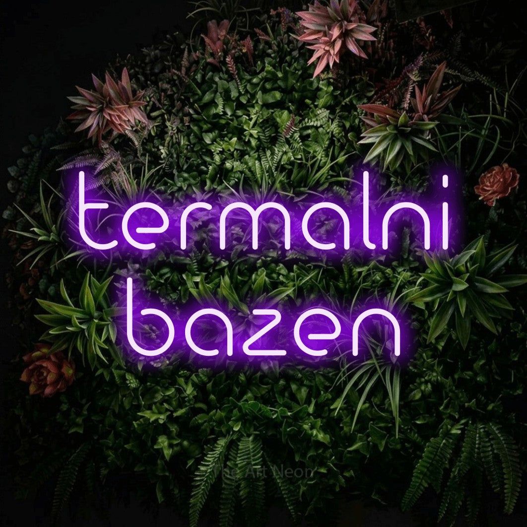 LED neon sign reading “termalni bazen”, arranged in two lines.