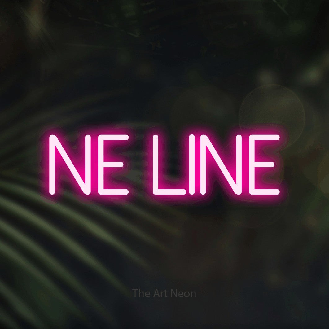 LED neon sign reading “fine line”, arranged in a single line.