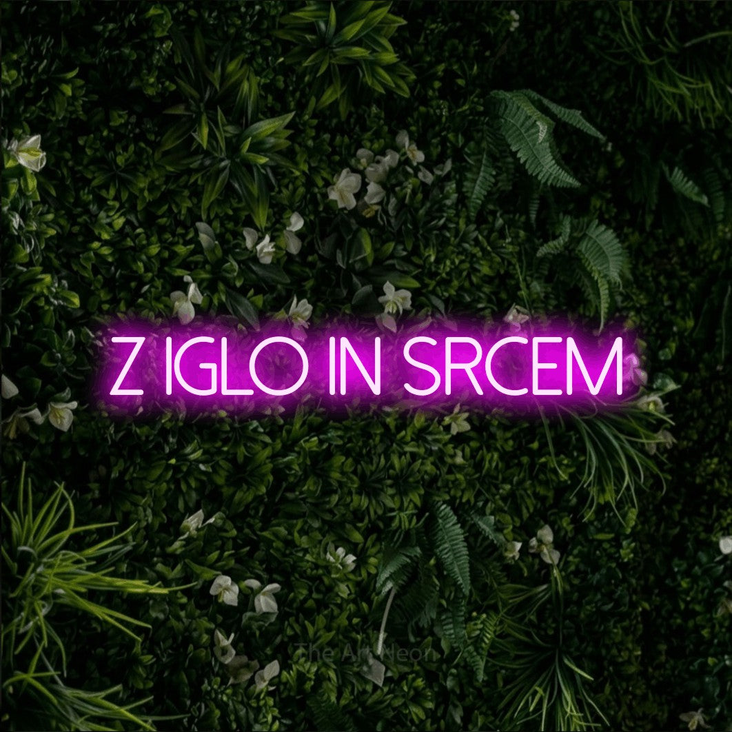LED neon sign reading “z iglo in srcem”, arranged in a single line.