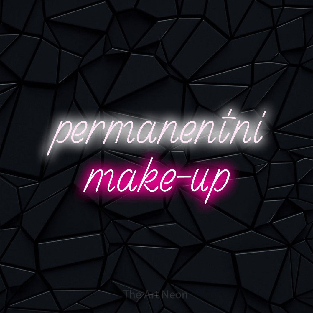 LED neon sign reading “permanentni make-up”, arranged in two lines.