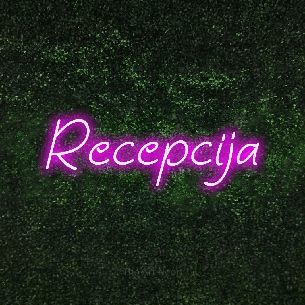 LED neon sign reading “Recepcija”, arranged in a single line.