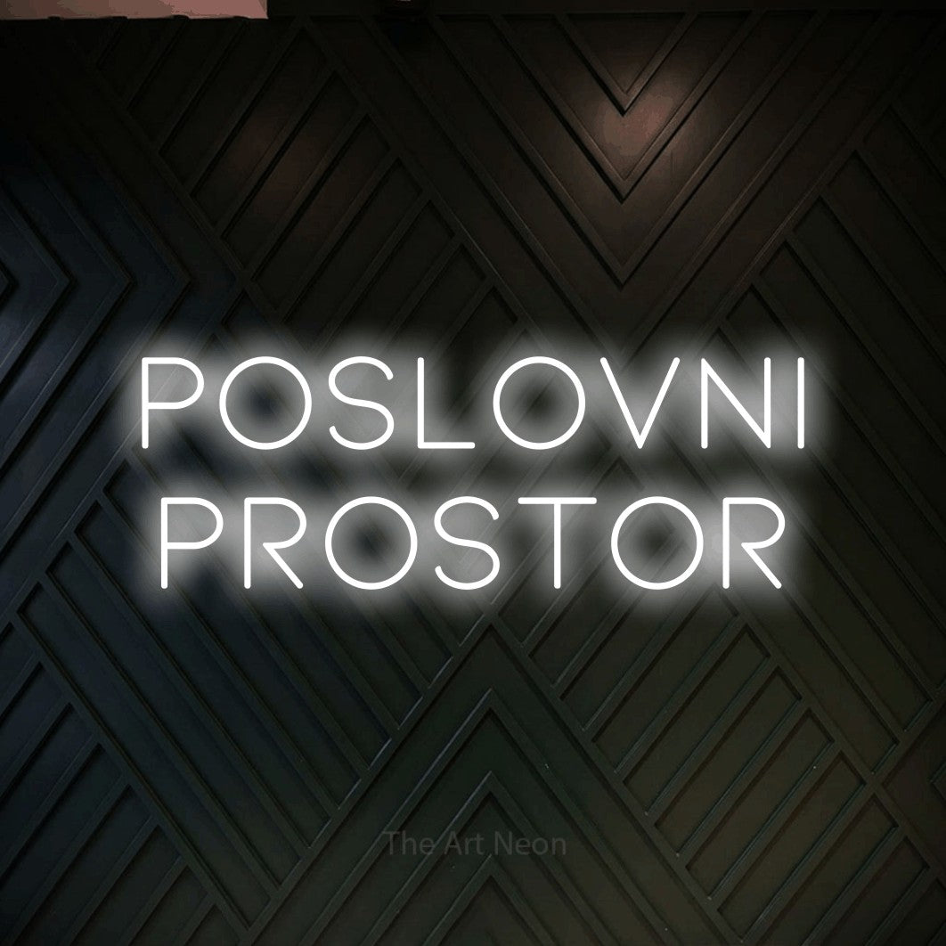 LED neon sign reading “POSLOVNI PROSTOR”, arranged in two lines.