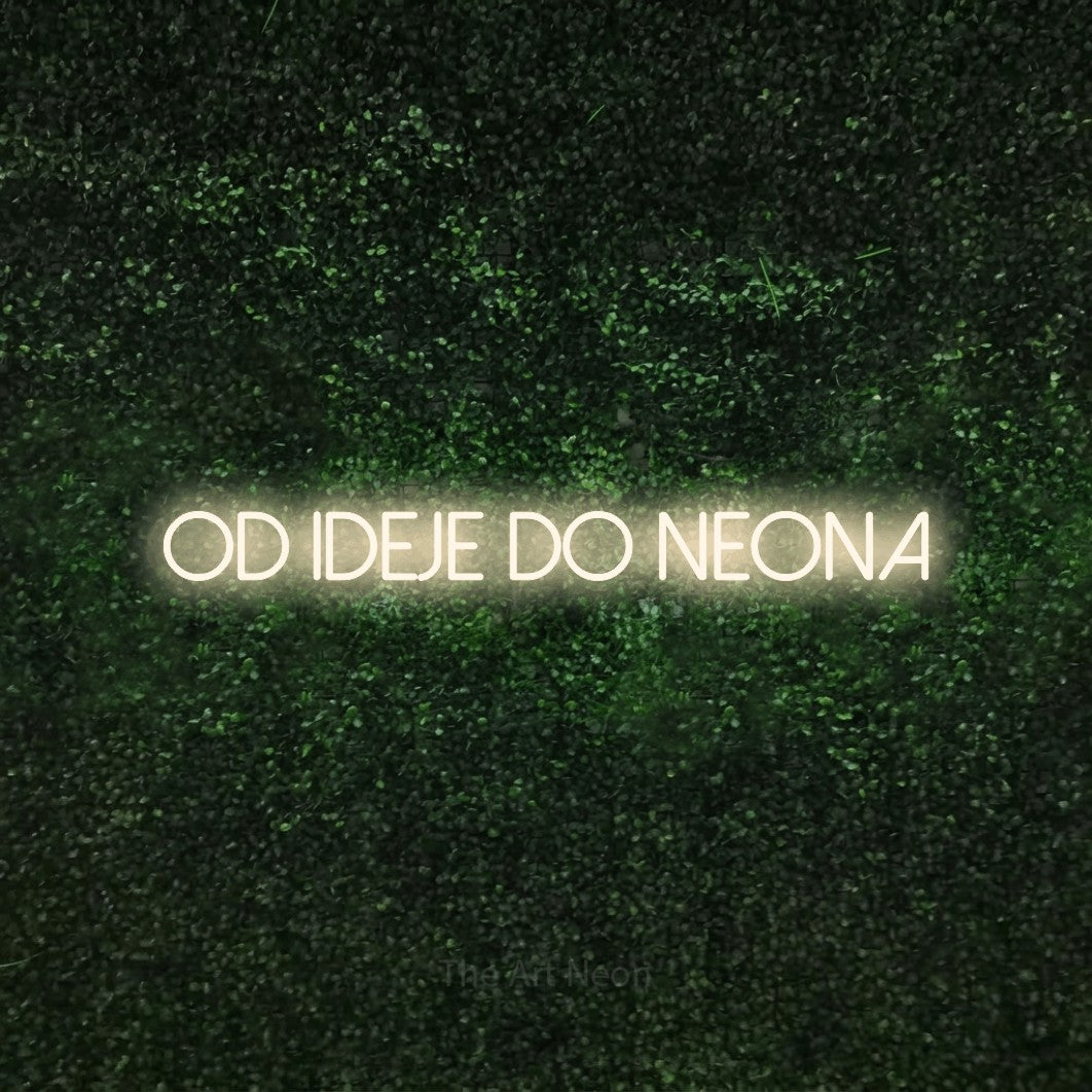 LED neon sign reading “Od Ideje do Neona”, arranged in a single line.