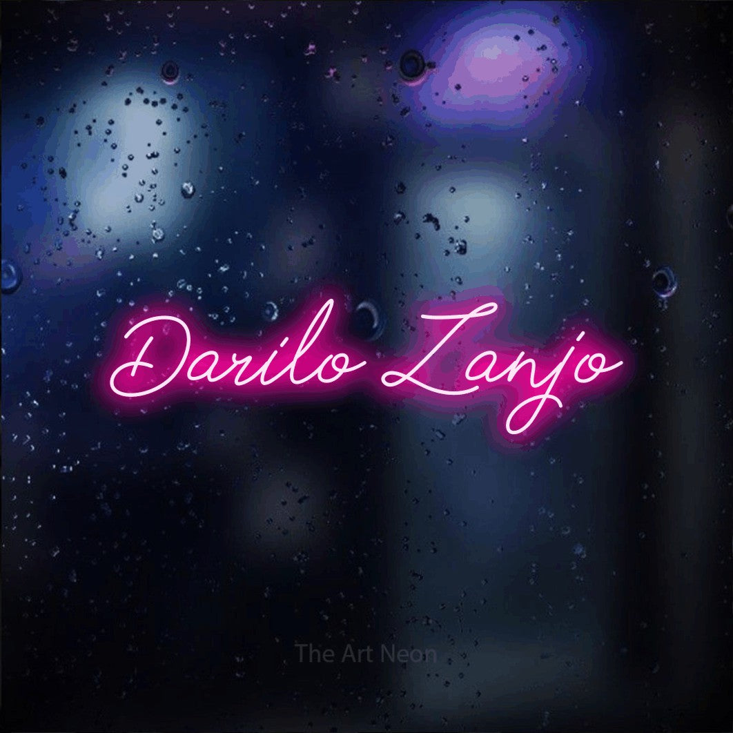 LED neon sign reading “Darilo Zanjo”, arranged in a single line.