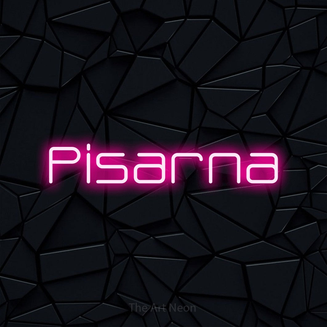 LED neon sign reading “Pisarna”, arranged in a single line.