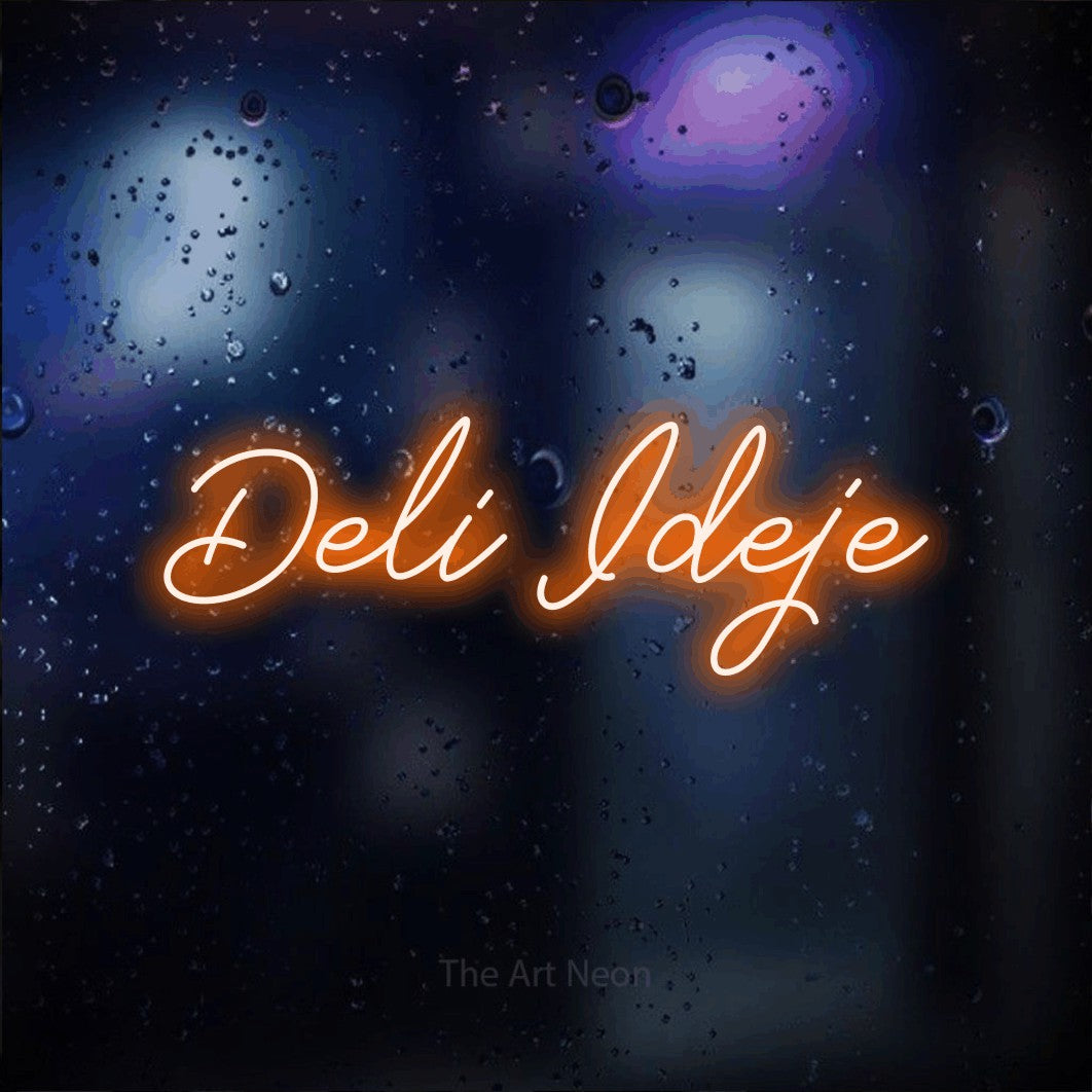 LED neon sign reading “Deli Ideje”, arranged in a single line.