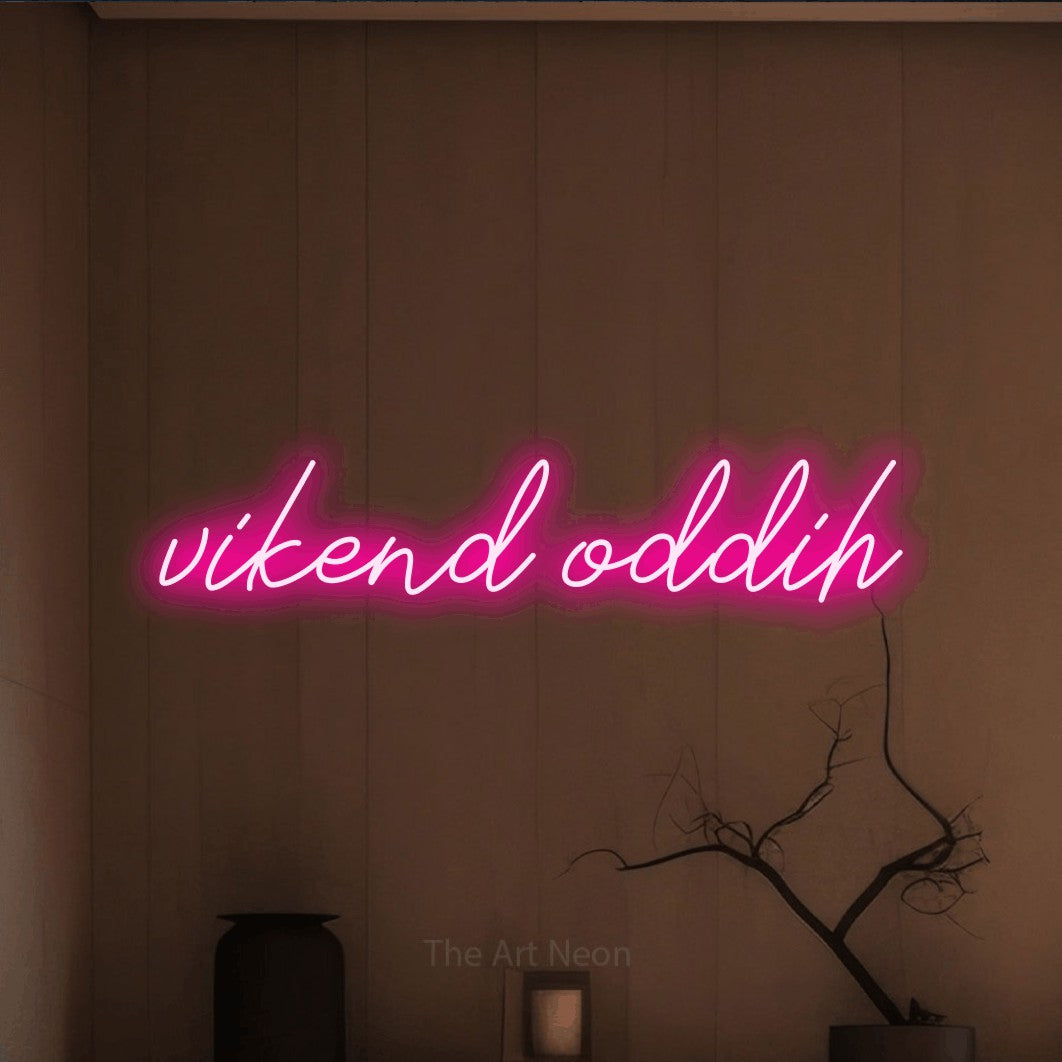LED neon sign reading “vikend oddih”, arranged in a single line.