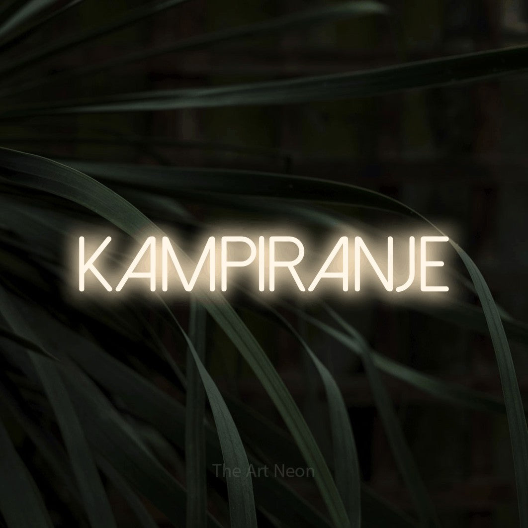 LED neon sign reading “Kampiranje”, arranged in a single line.