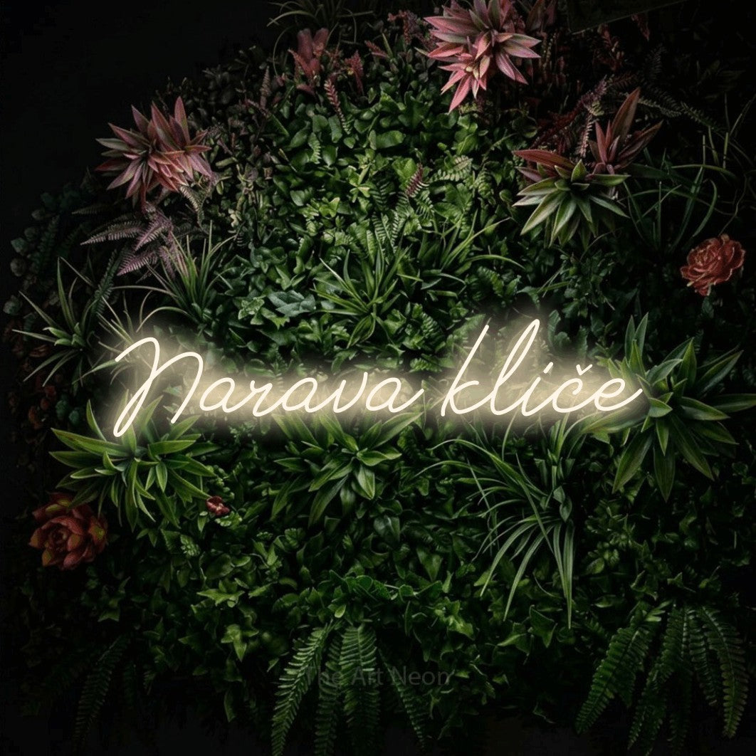 LED neon sign reading “Narava kliče”, arranged in a single line.