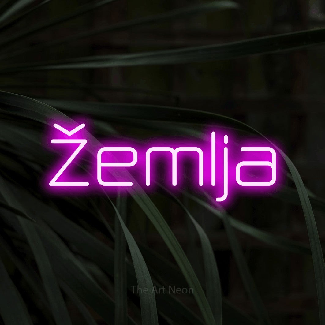 LED neon sign reading “Žemlja”, arranged in a single line.