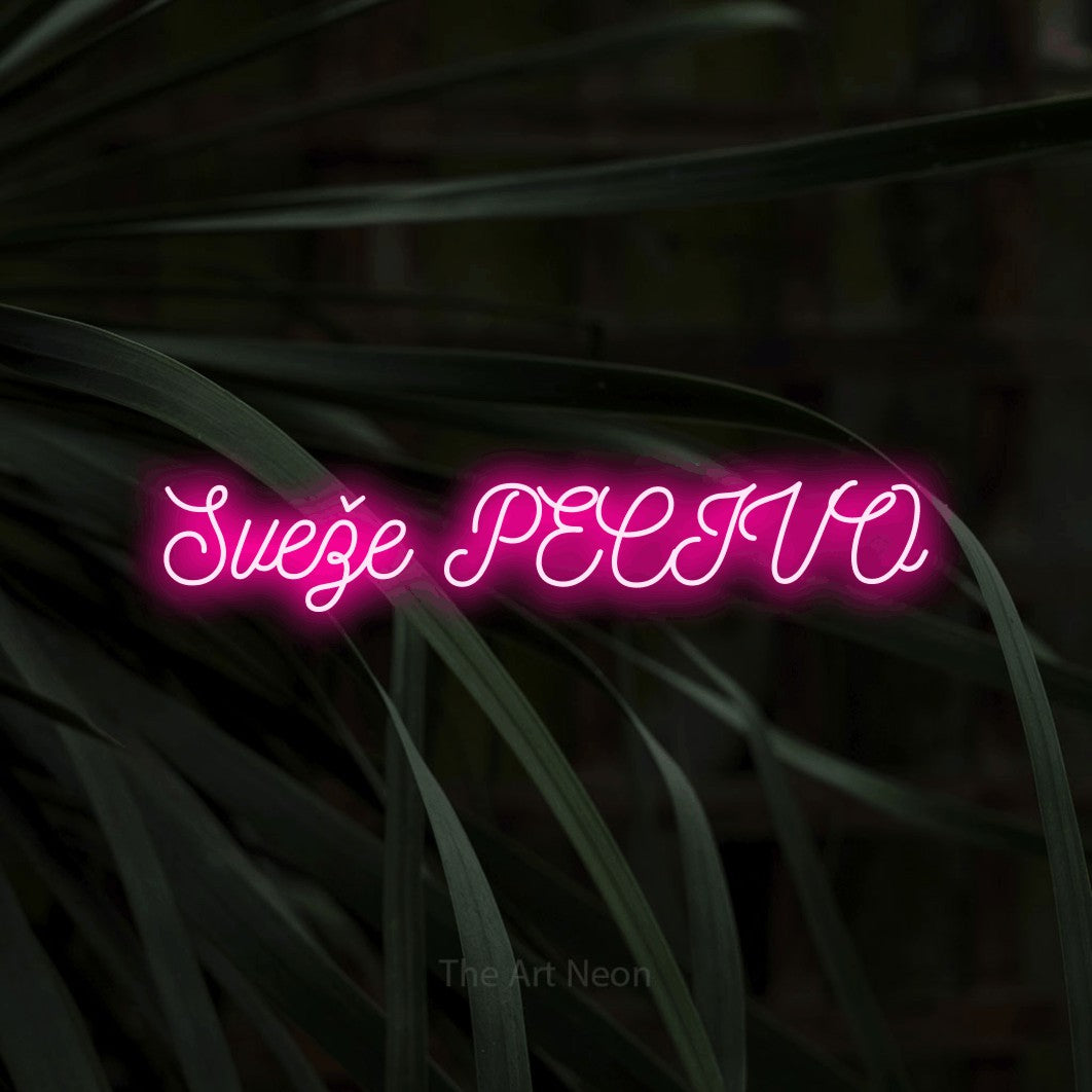 LED neon sign reading “Sveže PECIVO”, arranged in a single line.