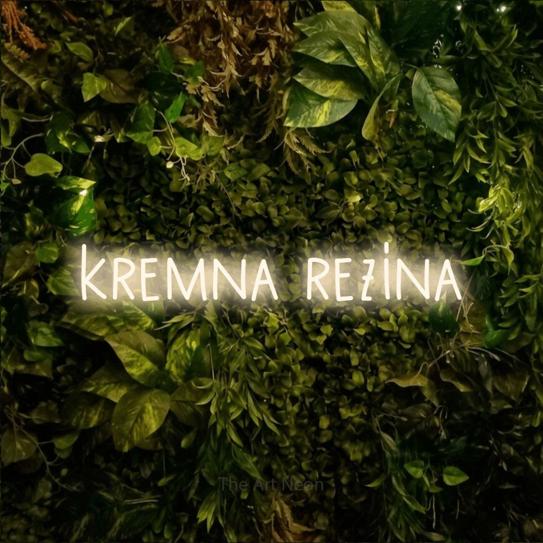 LED neon sign reading “kremna rezina”, arranged in a single line.