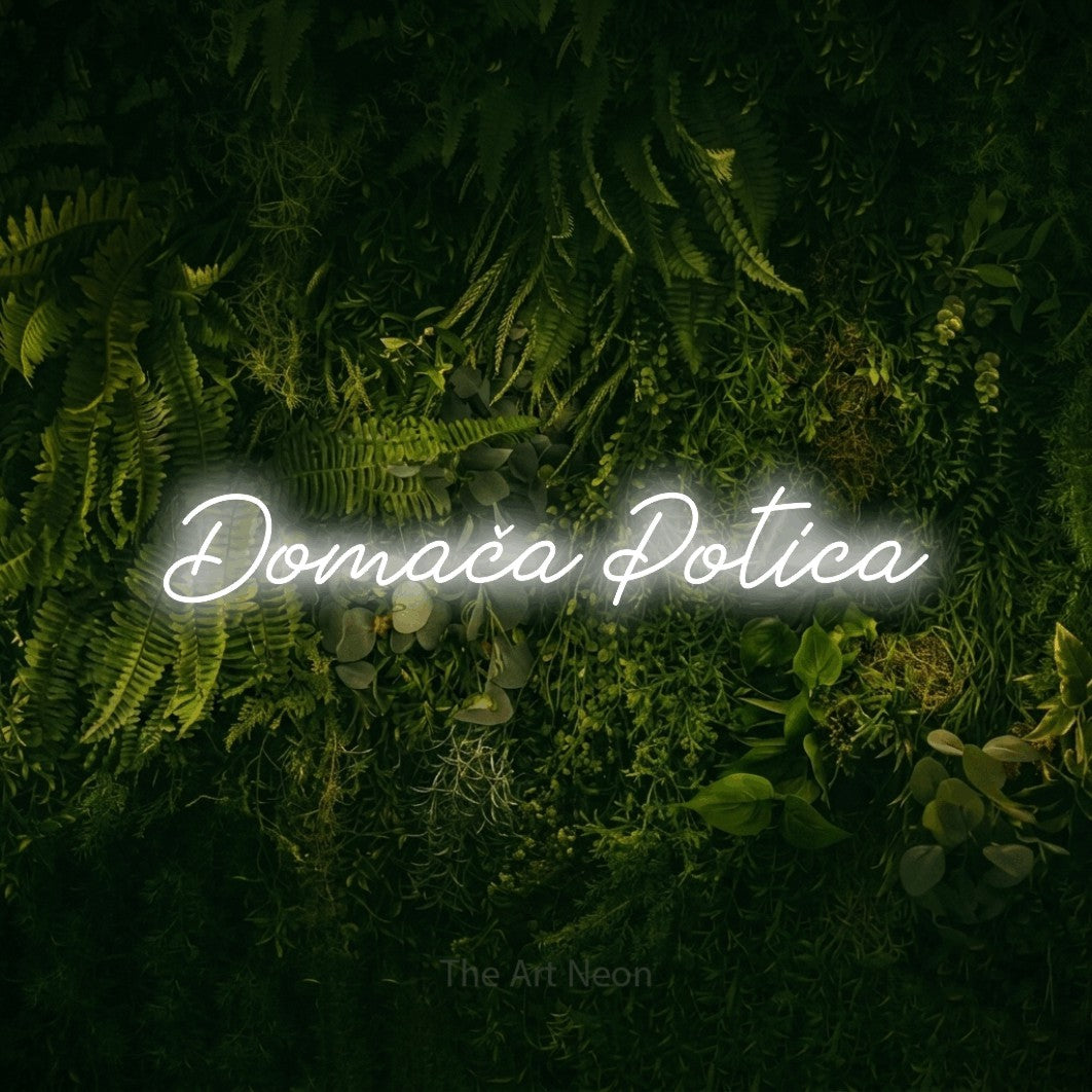 LED neon sign reading “Domača Potica”, arranged in a single line.