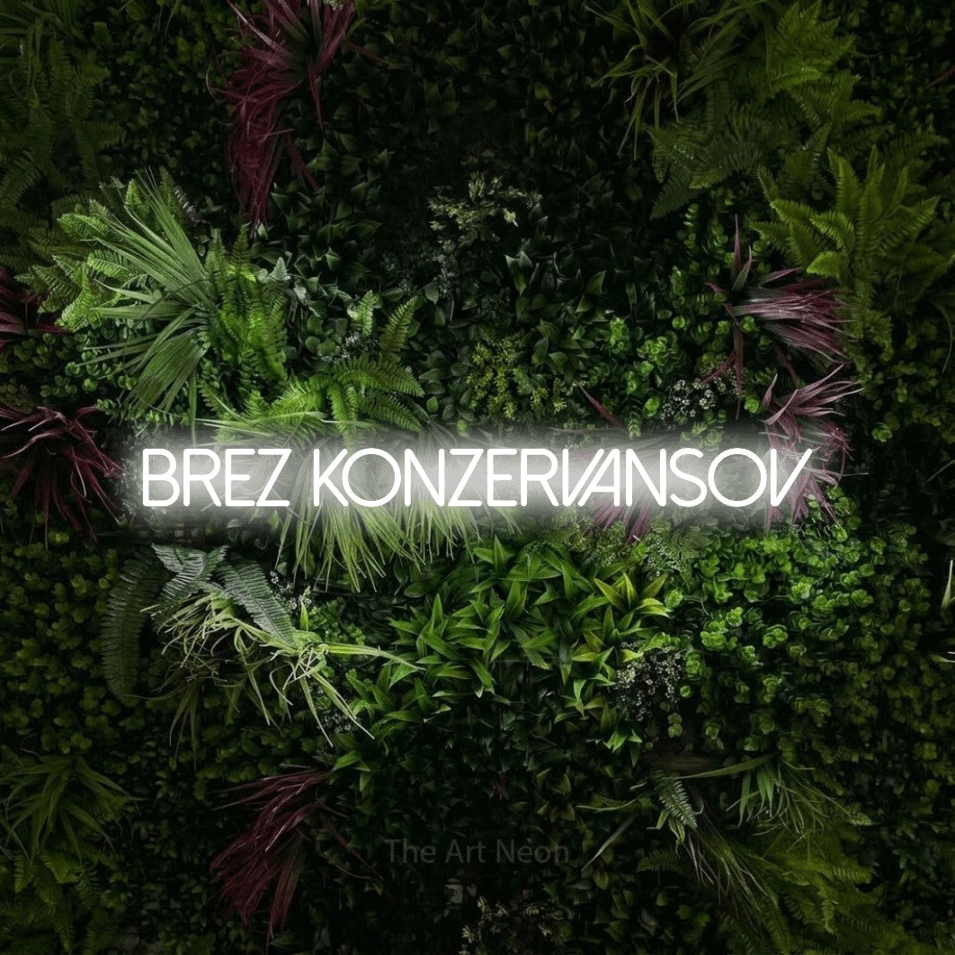 LED neon sign reading “BREZ KONZERVANSOV”, arranged in a single line.