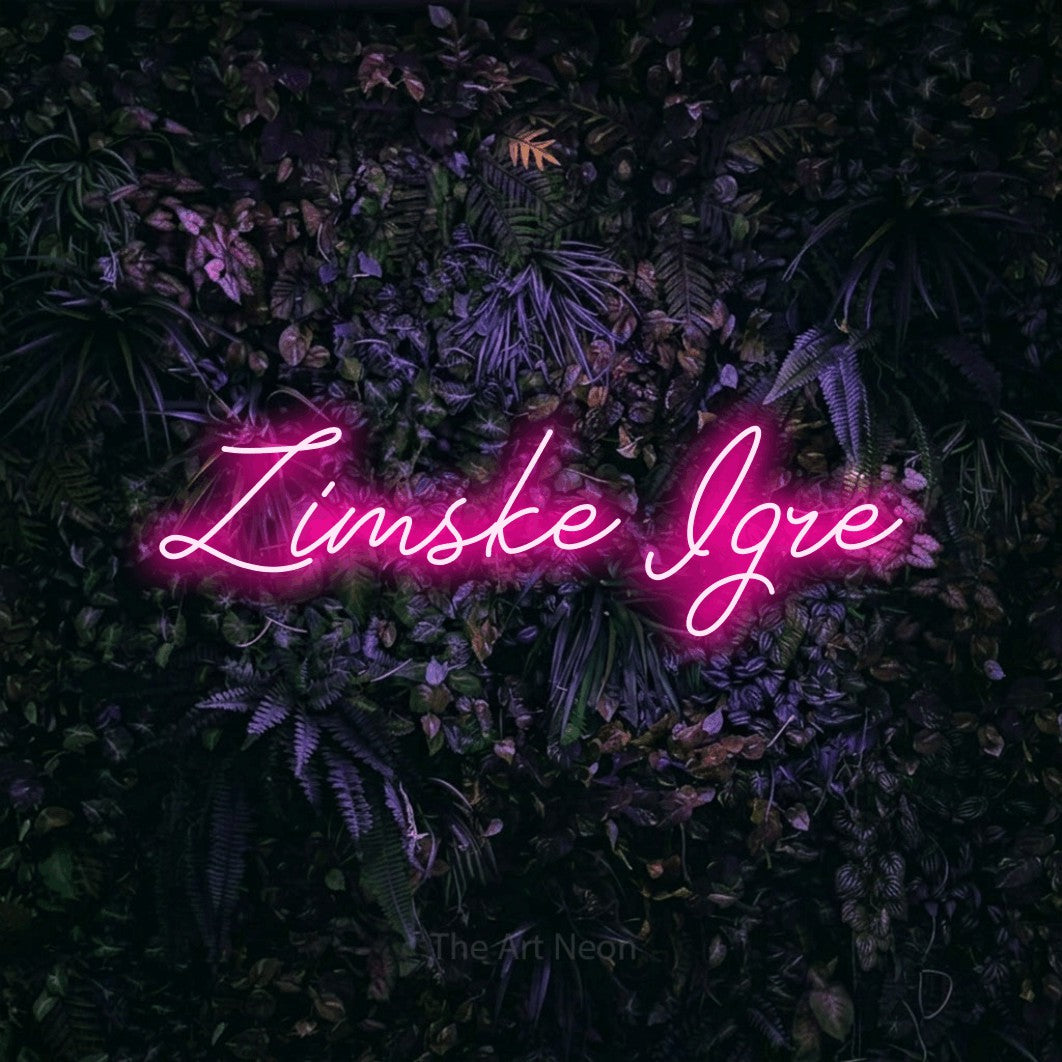 LED neon sign reading “Zimske Igre”, arranged in a single line.