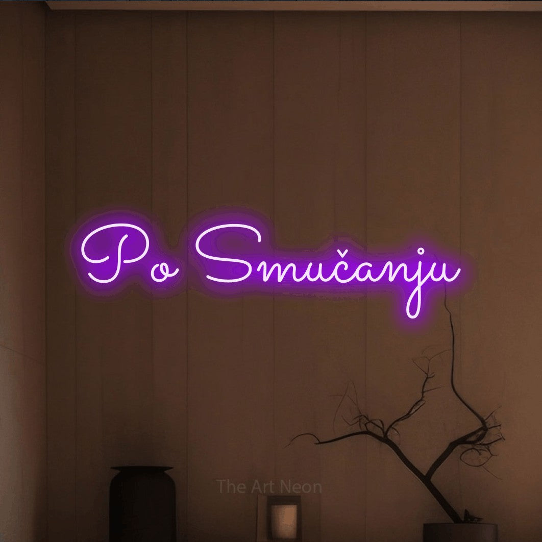 LED neon sign reading “Po Smučanju”, arranged in a single line.