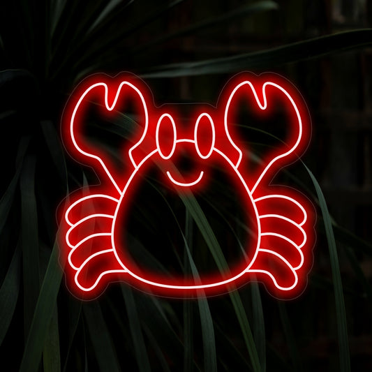 "Smiling Crab Neon Sign" brings whimsy with its charming crab design, casting a playful and vibrant glow for a delightful ambiance in your space.