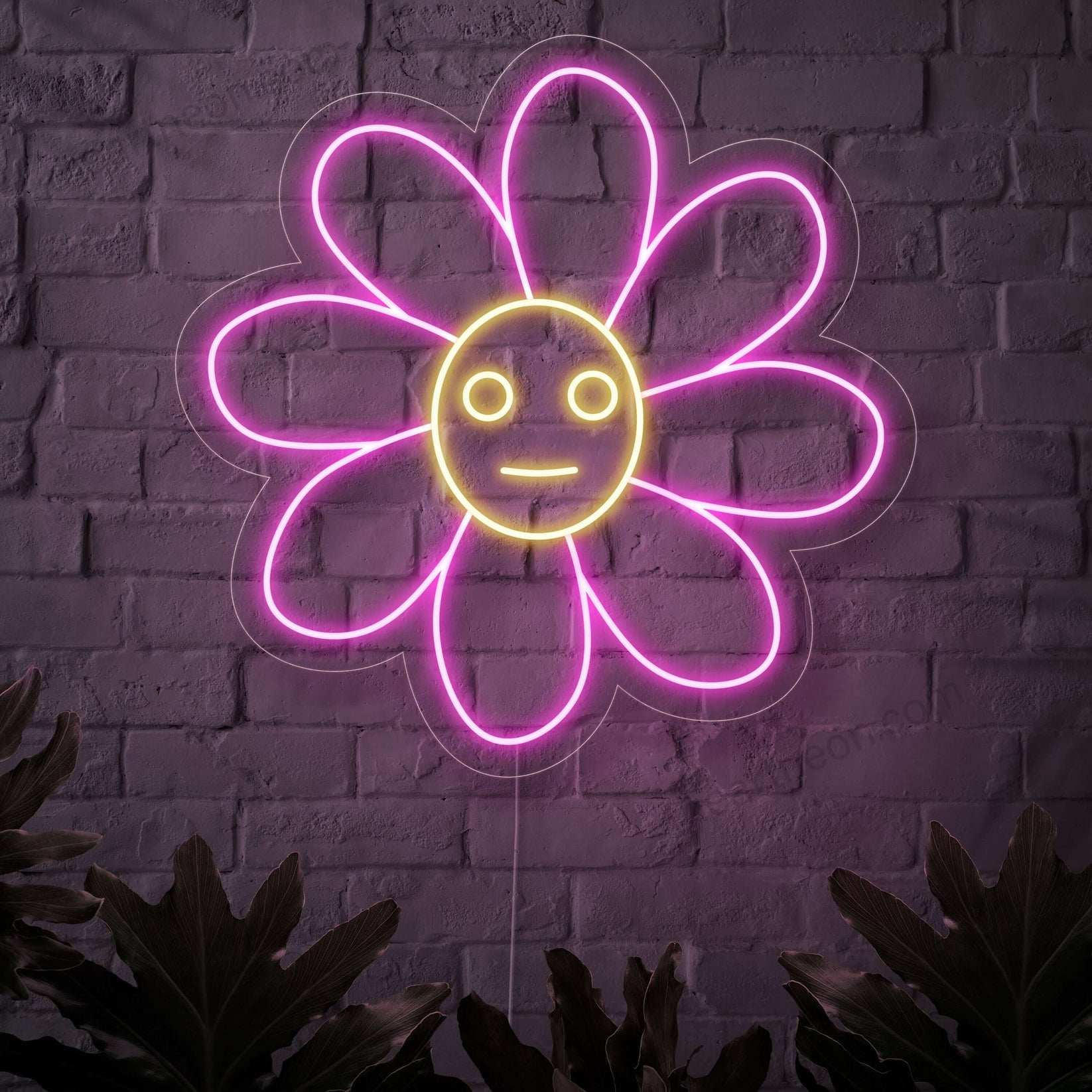 Led Flower Sign Simple Smiling Flower Neon Sign | Elegant LED Wall Art | The Art Neon