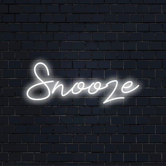 A vibrant Snooze LED neon sign perfect for any space, blending neon art and custom elegance for unique decor.