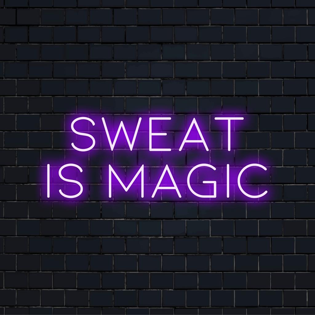 L'enseigne lumineuse « Sweat Is Magic » capture la motivation. Une décoration murale lumineuse en néon idéale pour égayer les espaces de fitness.