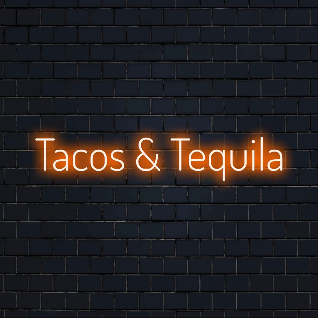 Brugerdefineret LED neonskilt af Tacos And Tequila, et levende statement-stykke til sjove mad- og drikkeentusiaster.
