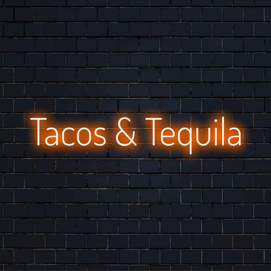 Brugerdefineret LED neonskilt af Tacos And Tequila, et levende statement-stykke til sjove mad- og drikkeentusiaster.