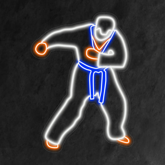 "Taekwondo Neon Sign" embodies martial art dynamism with its powerful glow, celebrating discipline and strength.