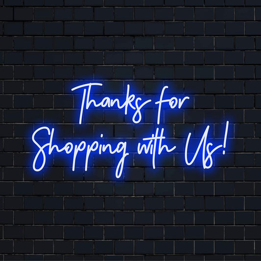 Προσαρμοσμένη πινακίδα νέον LED που λέει Ευχαριστώ για τις αγορές μαζί μας! Τέλεια διακόσμηση με φως νέον για καταστήματα ή επιχειρήσεις.