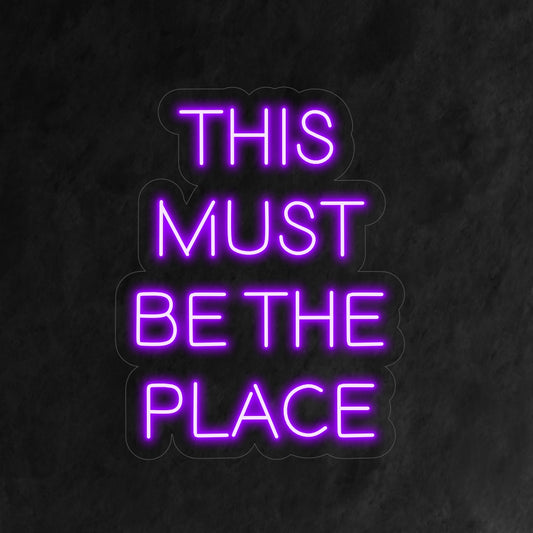 "This Must Be the Place Neon Sign" brings nostalgia with its welcoming message, casting a warm glow that celebrates the comfort and familiarity of a special place in your space.