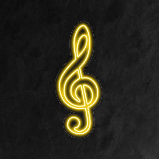 "Treble Clef Musical Note Neon Sign" features a vibrant glow, celebrating the love for music and creativity in your space.