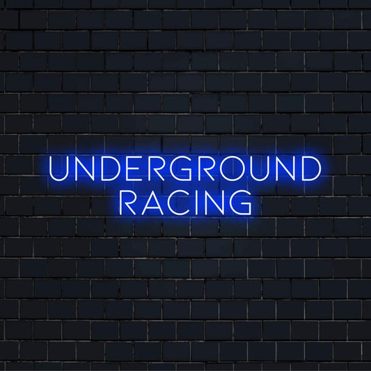 Custom-made LED neon sign reading Underground Racing, perfect for adding a vibrant racing theme to your space.