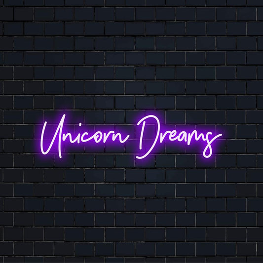 Vibrant Unicorn Dreams LED neon sign; features mystical neon art for whimsical decor – custom LED magic piece.