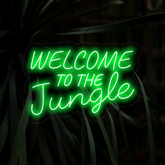 "Welcome To The Jungle Neon Sign" brings the untamed beauty of the jungle to life with its vibrant glow, creating an atmosphere of excitement and adventure in your space.