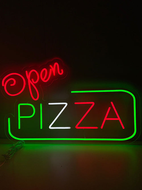 Neon z napisem „Otwórz pizzę” – The Art Neon