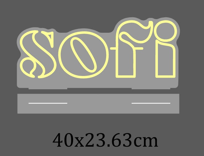 Beispielhafter Designentwurf für ein kompaktes LED-Neon-Logo mit 50 × 46 cm
